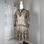 Rewind Sheer Multicolored Drop Waist Long Sleeve Knee Length Dress Photo 1