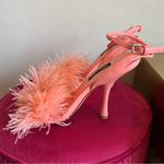 Nine West Peach Orange feather ankle heels sz 6 Photo 2