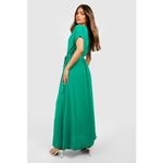 Boohoo Womens Dress Emerald Green Faux Wrap Maxi Dress Short Sleeve NEW Photo 1