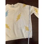 Fate Oversized Waffleknit White Yellow Blue Lightning Bolt Sweater Size Small Photo 3