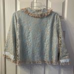 Vintage 60s Odette Barsa Aqua
Blue White Lace Overlay lingerie jacket size S Blue Photo 1