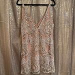 Free People Night Shimmers Gold Nude Sparkly Mini Dress Size 12 Photo 1