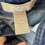 Chico's  Medium Wash Straight Leg Mid-Rise Embellished Jeans Size 1 Short (8-10) Photo 4