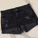Old Navy  Denim Jean Boyfriend Shorts Women’s 0 Black Mid Rise Distressed Summer Photo 0