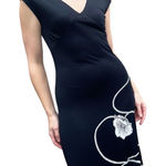 Free People 90s Vintage Black And White Floral Surplice Midi Dress Medium Photo 0