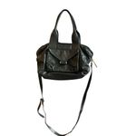 Treesje Women's Black Leather Shoulder Bag Feather Pattern Casual Photo 3