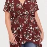 Torrid  Woman’s Floral Gauze Babydoll Tunic Top 2XL Hi-Lo Hem Shirt Photo 0