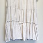 Love Riche  Boho Ruffled Tiered Dress Oatmeal Short Sleeves Medium Photo 2