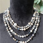 Women's Multi Strand Pearl Crystal Bead Necklace with Mystery Box Clasp Gold Photo 0