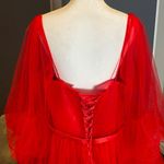 Women’s Red Prom Party Formal Dress With Corset Back and Leg Slit Size 16 NWOT Red Photo 7