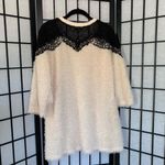 Anthropologie  Fuzzy Sweater Dress with Black Lace Detail Women’s Small Medium Photo 3