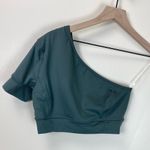 Zella NEW One Shoulder Cropped Short Sleeve Yoga Top | GREEN | Medium Photo 0