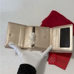 NWOT Authentic Carolina Herrera Gold Genuine Leather Quilted Wallet Silver Photo 2