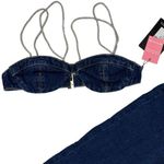 Pretty Little Thing - "Diamente" Strap Bralette and Lace Up Side Jeans Set in Dark Photo 1