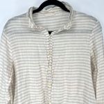 CP Shades  Oversized Linen Button Up Shirt Tan Striped Size Medium Lagenlook Top Photo 7