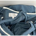 Azazie Bridesmaid Dress Maxi Size Small Blue Ruffled Sleeves Sweetheart Neck Photo 7