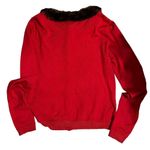 SILX By August Silk Red Fur Lined Cardigan Top Size Medium Photo 5