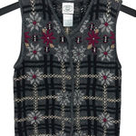 Laura Ashley VTG  Sweater Vest S Wool Button Up Floral Plaid Fair Isle Grannycore Photo 0