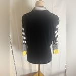Joseph Ribkoff  Striped Zip-Up Jacket Black White Yellow Size 14 Photo 2