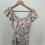 J.O.A. Traveler Beige Floral Print Midi Jumpsuit Size Medium Off the Shoulder Photo 5