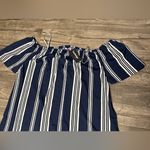 Indulge  Navy and White Striped Casual Dress Photo 3