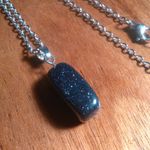 Blue Sandstone Pendant Stainless Steel Necklace Photo 1
