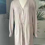 BCBGMAXAZRIA BCBG tan silky safari shirt dress Photo 5