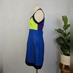 Vintage 90’s Ashley Brooke Cutout Colorblock Linen Mini Dress Blue Size 10 Photo 10