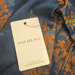 Skies Are Blue 💕💕Long-Sleeve Button-Down Blouse ~ Teal Mustard Print  NWT Photo 12