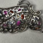 Sterling Silver Vintage  Colorful Butterfly Pendent Signed Jewelry Piece Photo 3