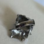 Statement Gunmetal Silver Seashell Stretch Ring with Pearl and Rhinestones Photo 4
