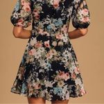 Lulus Spring My Bell Black Floral Print Ruffled Puff Sleeve Mini Dress Photo 1