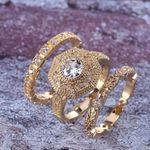 &merci Women’s Golden Cubic Zirconia Geometry Shape 3 Piece Ring Set Size 6 Photo 0