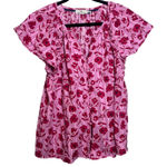 Vineyard Vines Pink Floral Butterfly Sleeve V Neck Tunic Shirt Women's Medium Photo 0