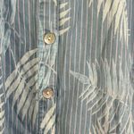 Weavz | Chambray Shirt with Light Pink Stripes and Fern Leaves sz M Blue Size M Photo 3