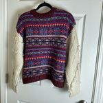 ZARA Fair Isle knit pullover sweater with contrasting knit jacquard sleeves M Photo 13