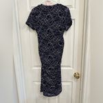 Motherhood Maternity  Women's M Midi Gender Reveal Dress Navy Light Pink Lace Photo 2