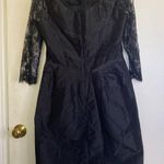 Rickie Freeman Teri jon black dress size 6 lace sleeves silk dress Photo 4