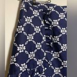 Draper James  NWT blue & white print ruffle hem two pocket back zip mini skirt 6 Photo 2