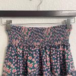 American Eagle Womens Skirt Blue Pink Floral Tiered Smocked Waist Size Small Photo 2