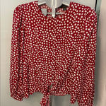 Primark  red Floral blouse with front tie‎ size 4 Photo 0