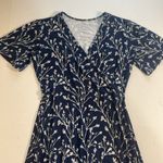 41 Hawthorne Elisse Knit Surplice Dress Navy White Floral Flutter Sleeves Wrap S Blue Photo 9