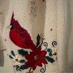 Ms Lee Cardigan with Red Cardinal Design Christmas Ugly Sweater Broken Zipper S Photo 2