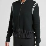 Athleta Sweater Jacket Size Small Black Zip Front Sporty Varsity Preppy Fall Photo 0
