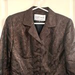 3/$15 Albert Nipon Vintage Jacquard Metallic Textured Blazer Suit Jacket Brown Size 6P Photo 1