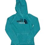 The North Face  Women’s Hoodie Sweater Sz Small Logo Print Cotton Blend Turquoise Photo 0