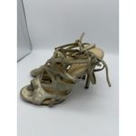 Ivanka Trump  4.25" Heels Womens 7.5 Beige Stiletto Ankle Tie Strappy Wedding Photo 3