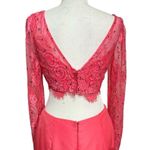 Sherri Hill Long Sleeve Lace Crop Top Full Length Mermaid Train Skirt Pink 10 Photo 6