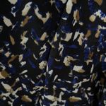 CHAPS Blue Black Brown Tan Abstract Print Faux Wrap Dress Size Large Photo 1