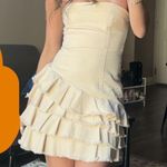 Tularosa  GiGi mini dress ruffle denim Elegant Cream Strapless Ruffle Dress Photo 2